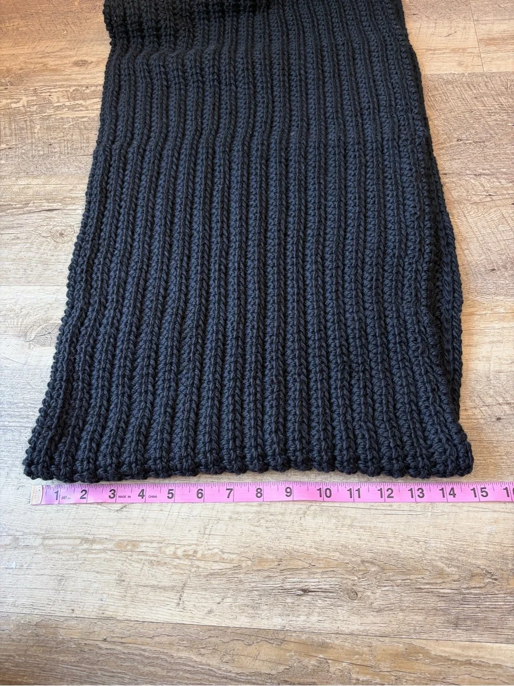 COACH Black Wool Blend Chunky Knit Infinity Scarf Cozy Winter City Girl
